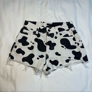 F21 Cow Print Denim Cutoff’s